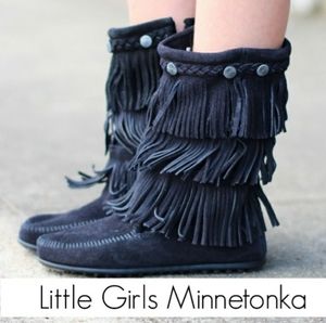 Minnetonka black 3-layer fringe for girls - sz 3